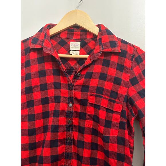 J. Crew Red Black Buffalo Plaid Perfect Fit Women's XS - Picture 3 of 4